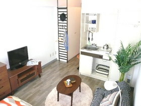 Living and room. The photograph is a model room of the room.