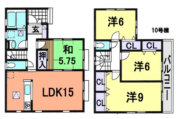Floor plan. (10 Building), Price 21,800,000 yen, 4LDK, Land area 129.1 sq m , Building area 98.53 sq m
