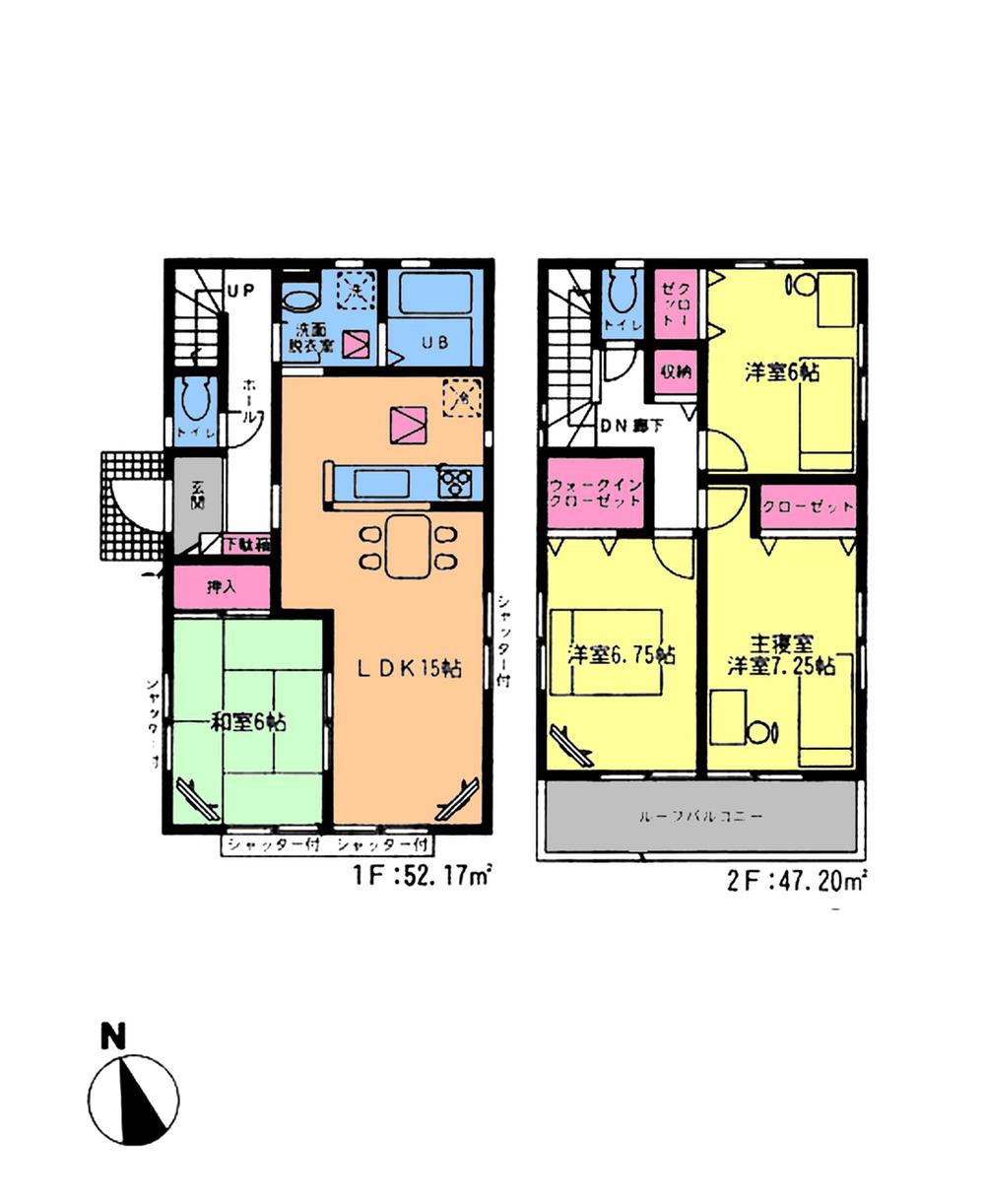 Floor plan. (1 Building), Price 20.8 million yen, 4LDK, Land area 128.3 sq m , Building area 99.37 sq m