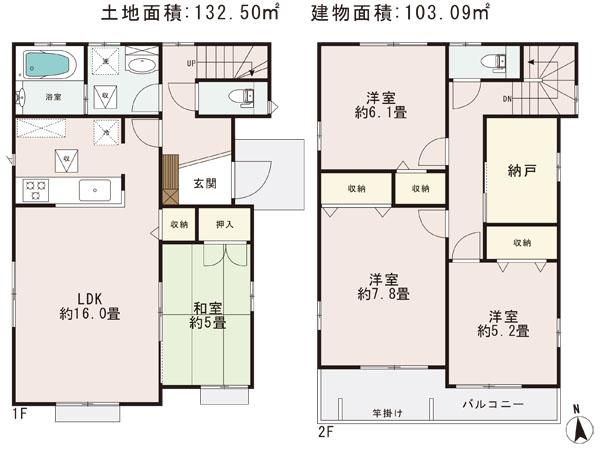 Floor plan. (4 Building), Price 25,800,000 yen, 4LDK+S, Land area 132.5 sq m , Building area 103.39 sq m