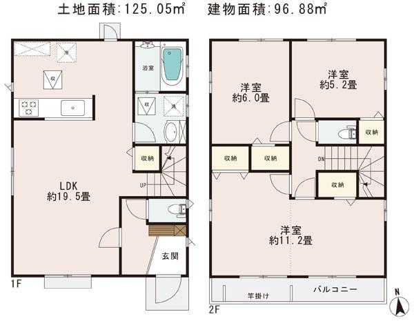 Floor plan. (8 Building), Price 24,800,000 yen, 3LDK, Land area 125.05 sq m , Building area 96.88 sq m