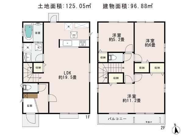 Floor plan. (11 Building), Price 23,900,000 yen, 3LDK, Land area 125.05 sq m , Building area 96.88 sq m