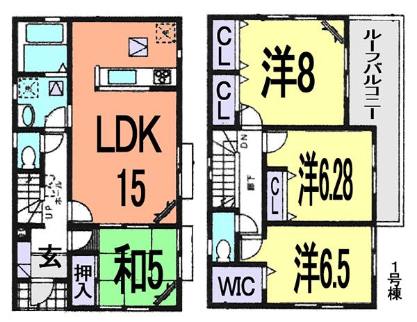 Floor plan. (1 Building), Price 19,800,000 yen, 4LDK, Land area 131.78 sq m , Building area 99.36 sq m