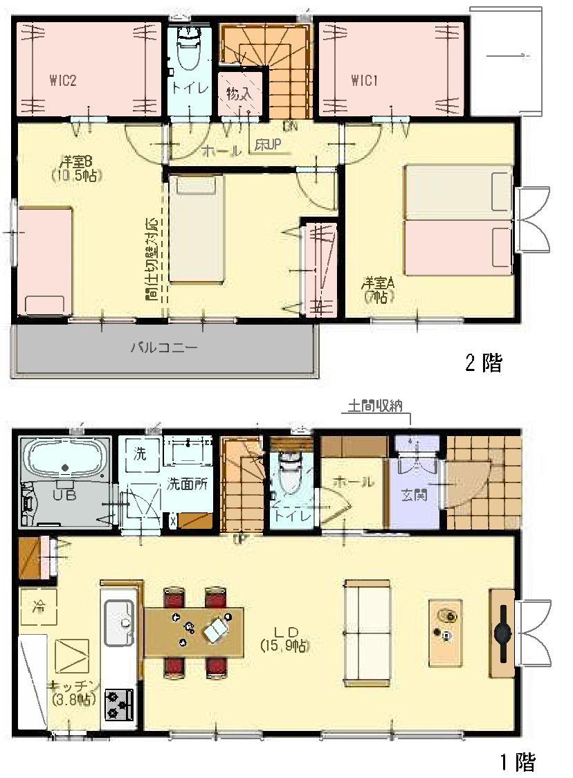 Building plan example (floor plan). Building plan example Building price 13.8 million yen, Building area 95.22 sq m