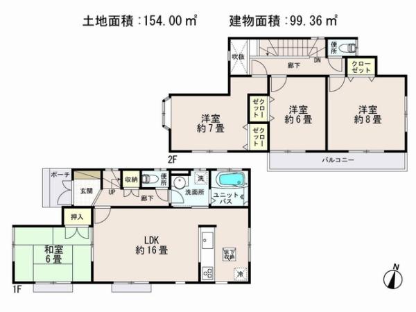 Floor plan. 25,800,000 yen, 4LDK, Land area 154 sq m , Building area 99.36 sq m