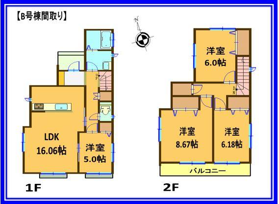 Floor plan. (B Building), Price 26,800,000 yen, 4LDK, Land area 151.15 sq m , Building area 98.99 sq m