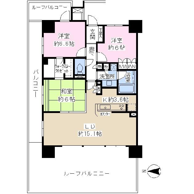 Floor plan. 3LDK, Price 26 million yen, Footprint 81.3 sq m , Balcony area 14.75 sq m