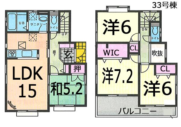 Floor plan. (33 Building), Price 25,800,000 yen, 4LDK, Land area 133.02 sq m , Building area 96.88 sq m