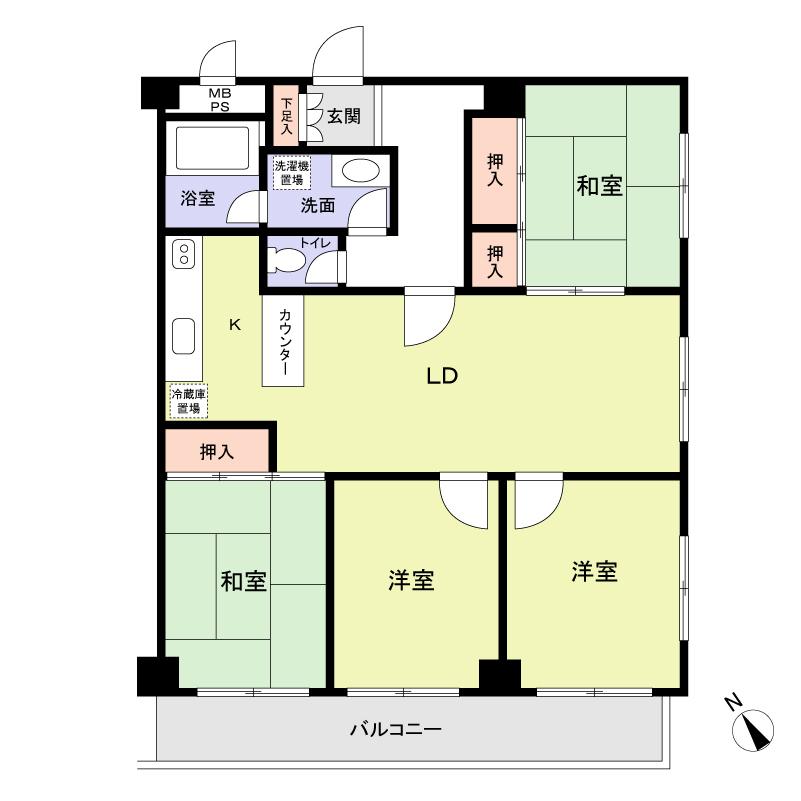 Floor plan. 4LDK, Price 15.5 million yen, Occupied area 86.86 sq m , Balcony area 9.96 sq m