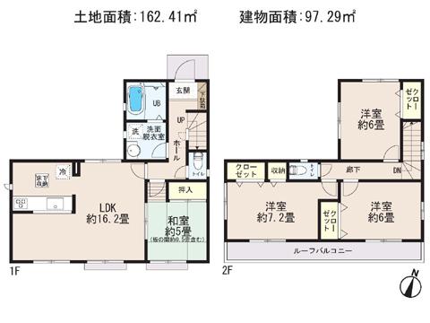 Floor plan. 25,800,000 yen, 4LDK, Land area 162.41 sq m , Building area 97.29 sq m