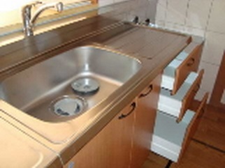 Kitchen. Spacious sink kitchen