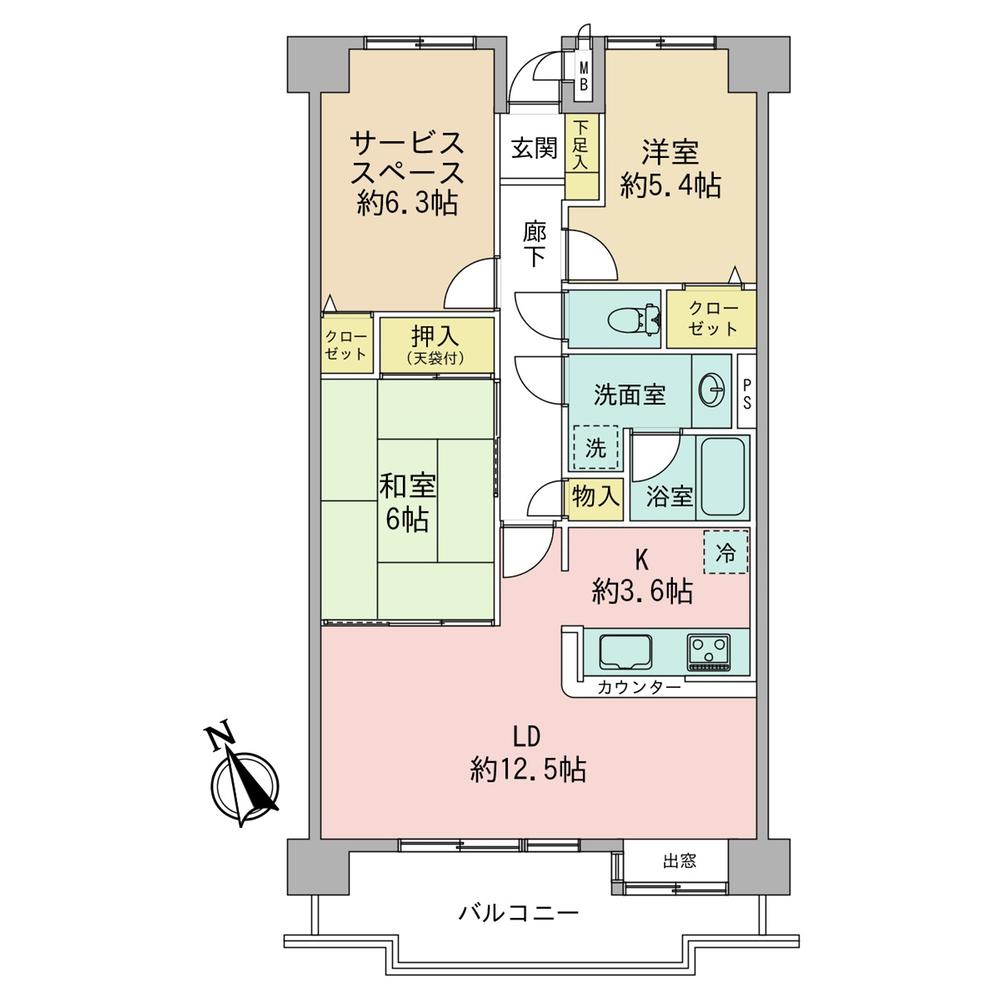 Floor plan. 3LDK, Price 14.8 million yen, Occupied area 73.85 sq m , Balcony area 10.56 sq m