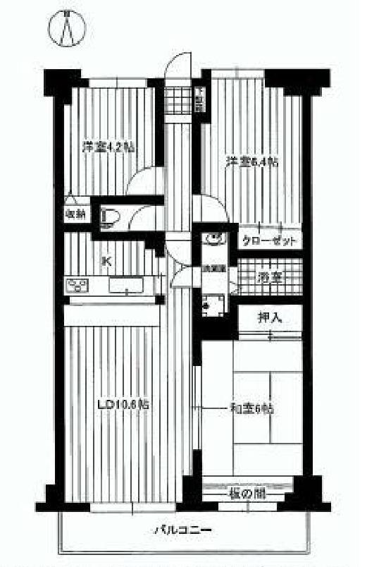 Floor plan. 3LDK, Price 14.8 million yen, Occupied area 66.36 sq m , Balcony area 7.2 sq m