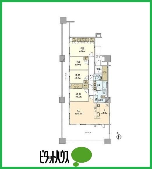 Floor plan. 4LDK, Price 52,800,000 yen, Footprint 101.76 sq m , Balcony area 50.47 sq m