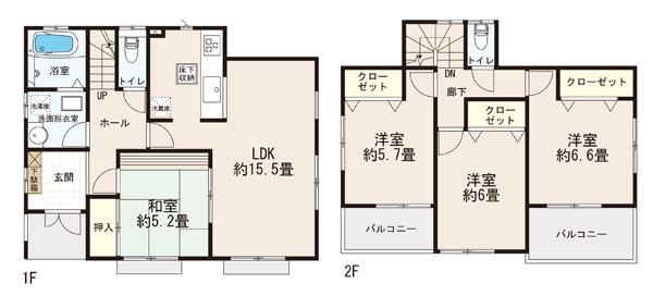 Floor plan. (1 Building), Price 22,800,000 yen, 4LDK, Land area 120.18 sq m , Building area 96.88 sq m