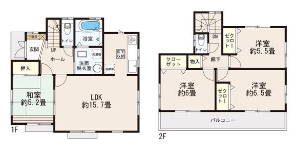 Floor plan. (3 Building), Price 20.8 million yen, 4LDK, Land area 119.51 sq m , Building area 94.81 sq m