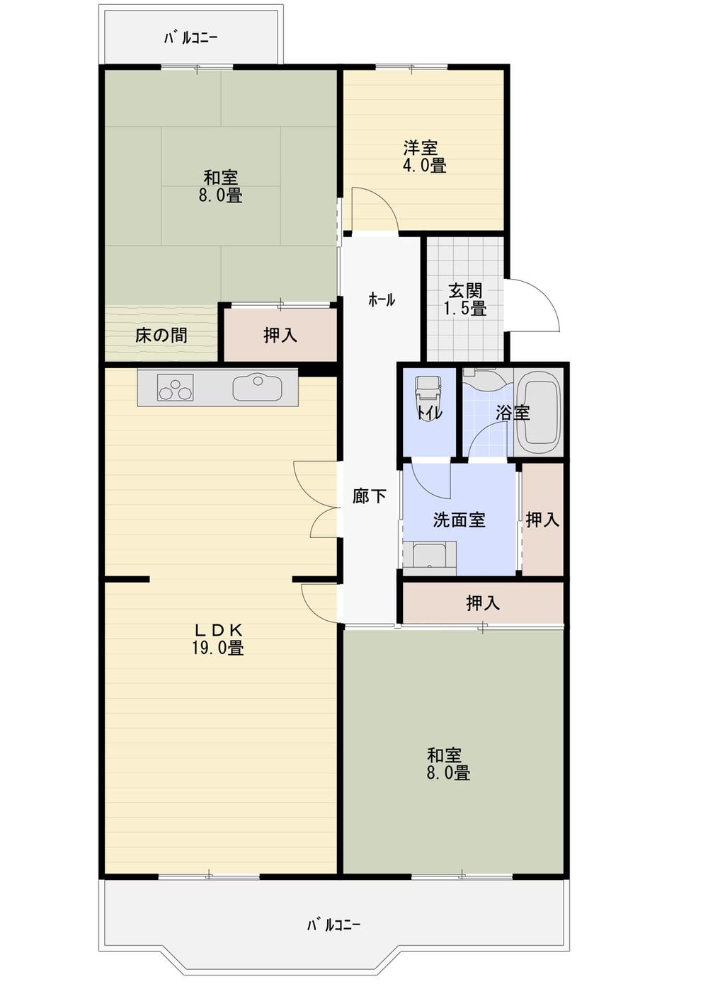Floor plan. 3LDK, Price 5.5 million yen, Footprint 87.3 sq m , Balcony area 16.8 sq m floor plan