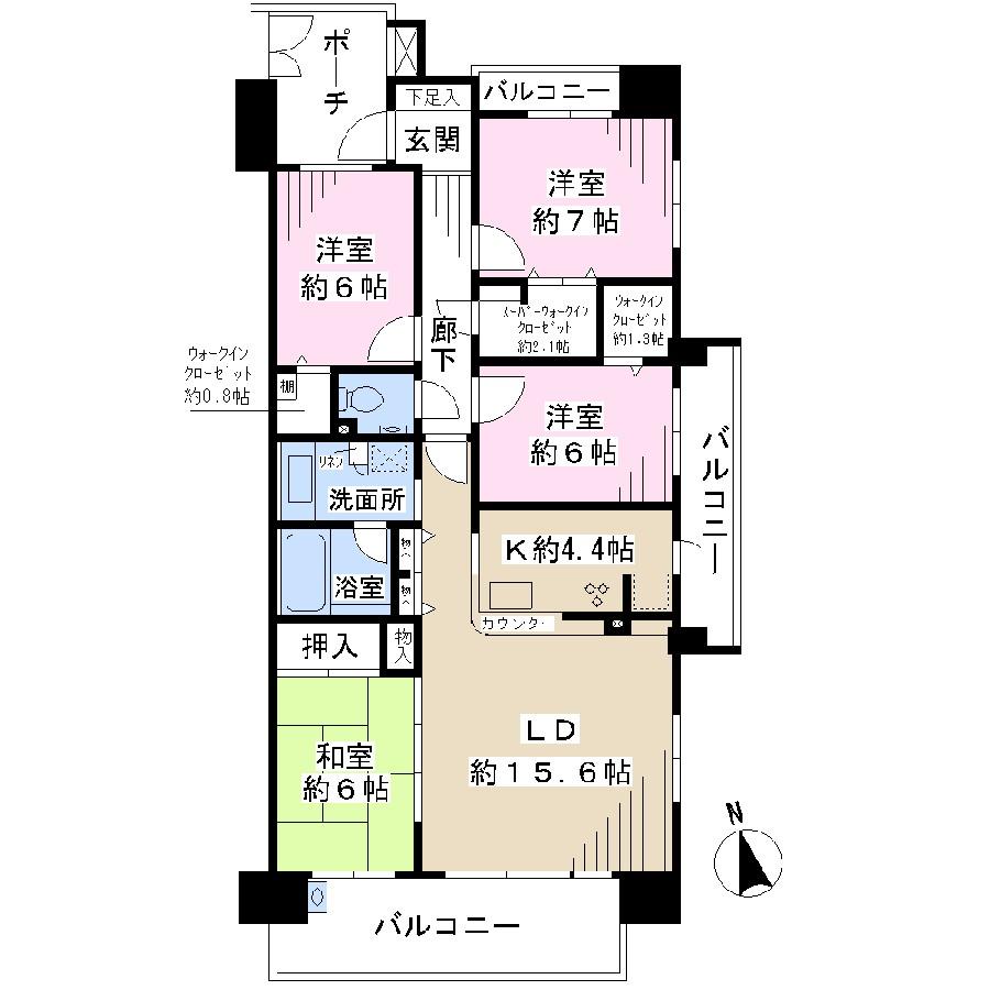 Floor plan. 4LDK, Price 29.5 million yen, The area occupied 100.4 sq m , Balcony area 19.9 sq m