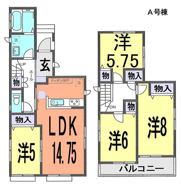 Floor plan. (A Building), Price 25,800,000 yen, 4LDK, Land area 127.7 sq m , Building area 93.98 sq m