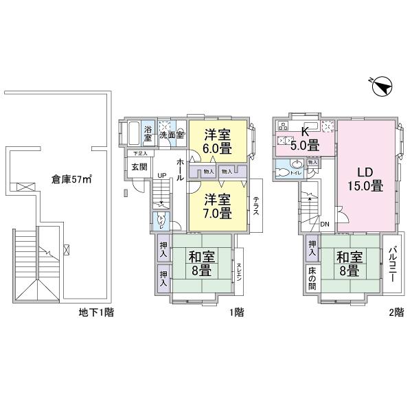 Floor plan. 14.5 million yen, 4LDK, Land area 154.91 sq m , Building area 122.8 sq m