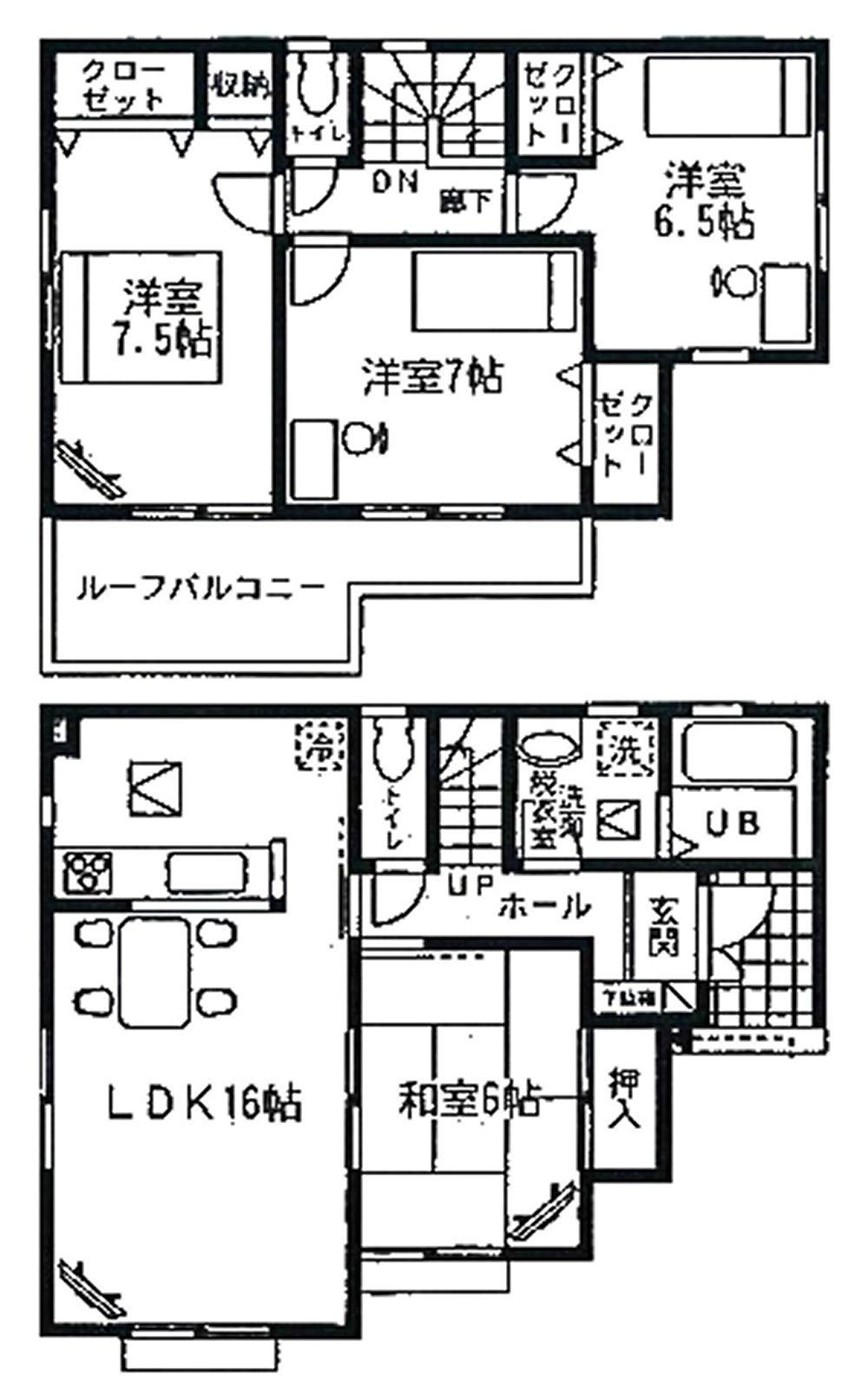 Floor plan. (5 Building), Price 19,800,000 yen, 4LDK, Land area 154.03 sq m , Building area 99.36 sq m