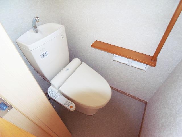Other Equipment. It has also adopted a hygienic shower cleaning type of toilet in either the first floor second floor. It has established a handrail to facilitate rising from the toilet seat.