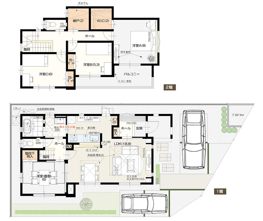 Floor plan. (No. 3 locations), Price 35,800,000 yen, 4LDK+S, Land area 147.73 sq m , Building area 111.51 sq m