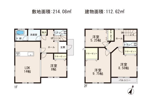 Floor plan. 36,900,000 yen, 4LDK, Land area 214.08 sq m , Building area 112.62 sq m