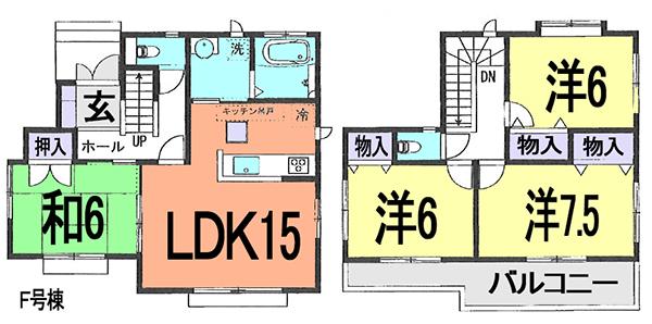 Floor plan. (F Building), Price 32,800,000 yen, 4LDK, Land area 158.06 sq m , Building area 97.7 sq m