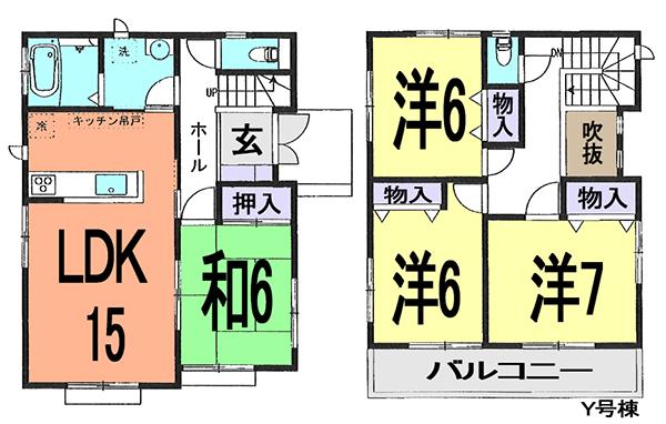 Floor plan. (Y Building), Price 35,800,000 yen, 4LDK, Land area 139.05 sq m , Building area 98.94 sq m
