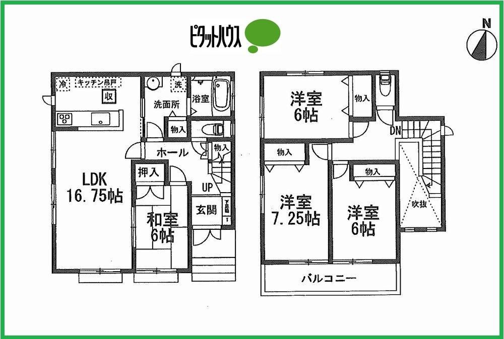 Floor plan. (V Building), Price 35,800,000 yen, 4LDK, Land area 133.08 sq m , Building area 102.06 sq m