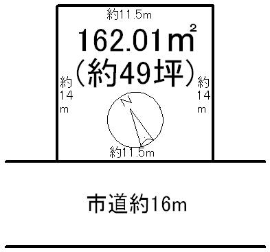 Compartment figure. Land price 11.5 million yen, Land area 162.01 sq m south road. Front road about 16m (with a sidewalk)