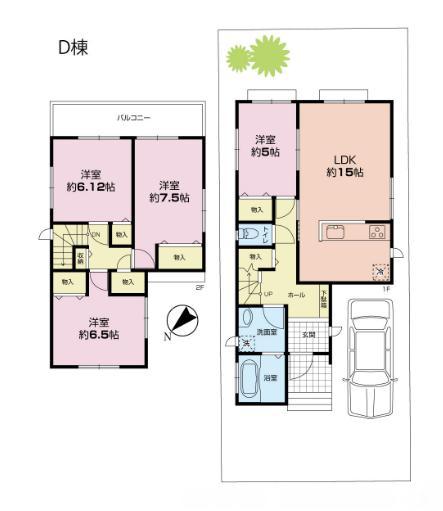 Floor plan. (D Building), Price 29,800,000 yen, 4LDK, Land area 122.43 sq m , Building area 96.46 sq m