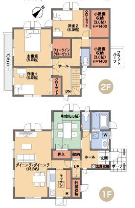 Floor plan. 26,800,000 yen, 4LDK + S (storeroom), Land area 197.59 sq m , Building area 110.96 sq m
