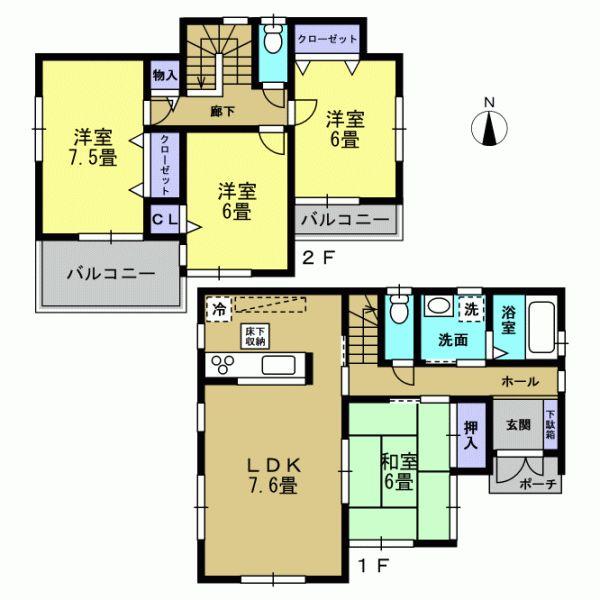 Floor plan. 24,800,000 yen, 4LDK, Land area 125.59 sq m , Building area 98.82 sq m