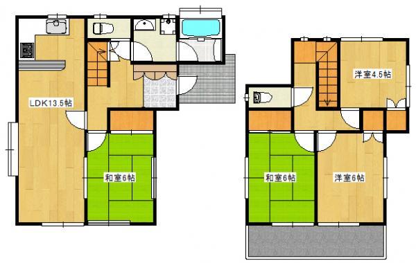 Floor plan. 16.8 million yen, 4LDK, Land area 95.64 sq m , Building area 90.25 sq m