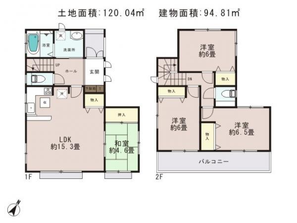 Floor plan. 28.8 million yen, 4LDK, Land area 120.04 sq m , Building area 94.81 sq m