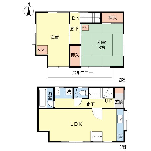 Floor plan. 9.5 million yen, 2LDK, Land area 66.11 sq m , Building area 64.44 sq m room renovated