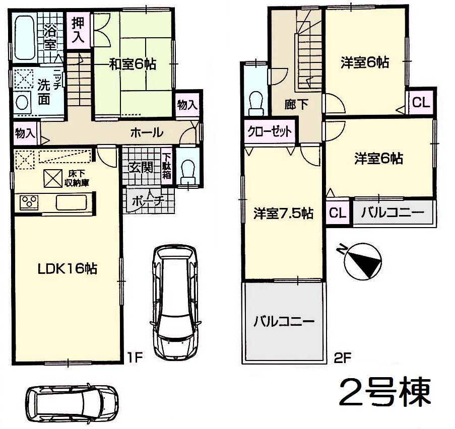 Floor plan. (Building 2), Price 37,800,000 yen, 4LDK, Land area 112.4 sq m , Building area 99.22 sq m