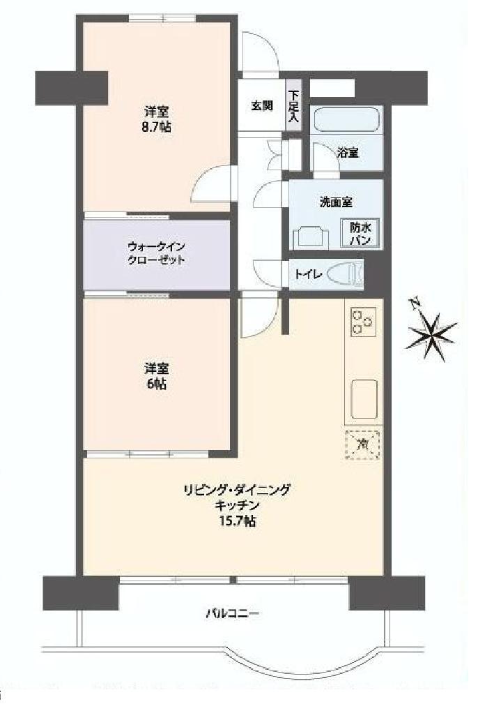 Floor plan. 2LDK, Price 13.8 million yen, Occupied area 60.82 sq m , Balcony area 6.4 sq m