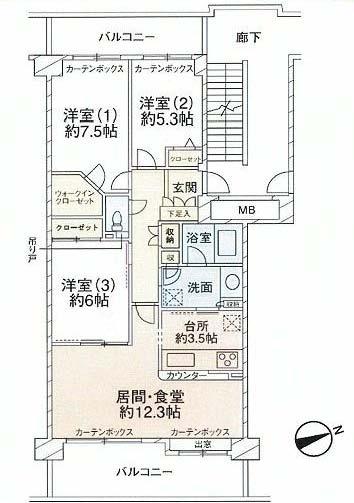 Floor plan. 3LDK, Price 22,800,000 yen, Occupied area 78.42 sq m , Balcony area 17.16 sq m