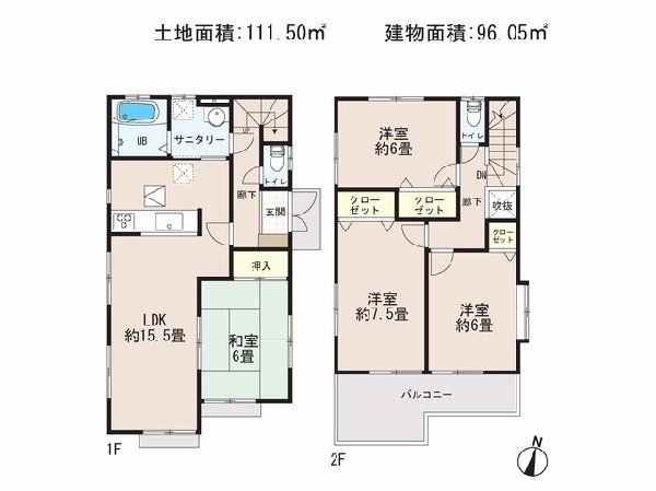 Floor plan. 21,800,000 yen, 4LDK, Land area 111.5 sq m , Priority to the present situation is if it is different from the building area 96.05 sq m drawings