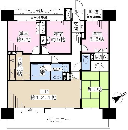 Floor plan. 4LDK, Price 30.5 million yen, Occupied area 82.32 sq m , Balcony area 18.6 sq m close to the square, Space is the effective use of the floor plan of the.