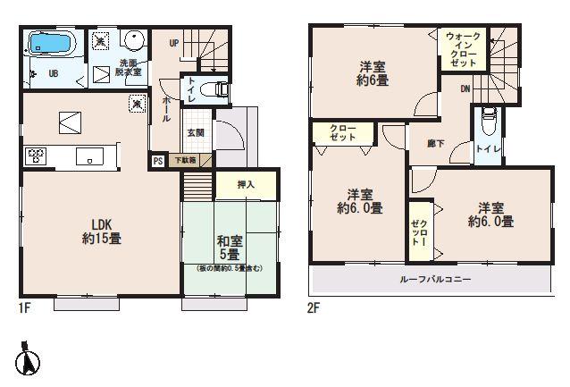 Floor plan. (3 Building), Price 28,900,000 yen, 4LDK, Land area 154.46 sq m , Building area 91.91 sq m