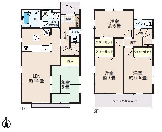 Floor plan. (7 Building), Price 24,900,000 yen, 4LDK, Land area 154.45 sq m , Building area 91.91 sq m