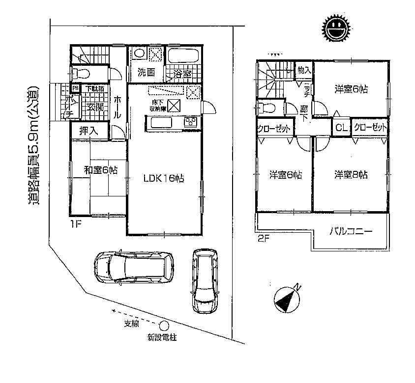Floor plan. (1 Building), Price 28.8 million yen, 4LDK, Land area 122.62 sq m , Building area 99.02 sq m