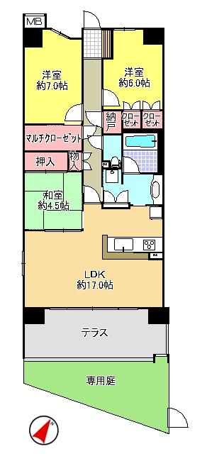 Floor plan. 3LDK, Price 31,800,000 yen, Occupied area 82.11 sq m , Balcony area 13.2 sq m