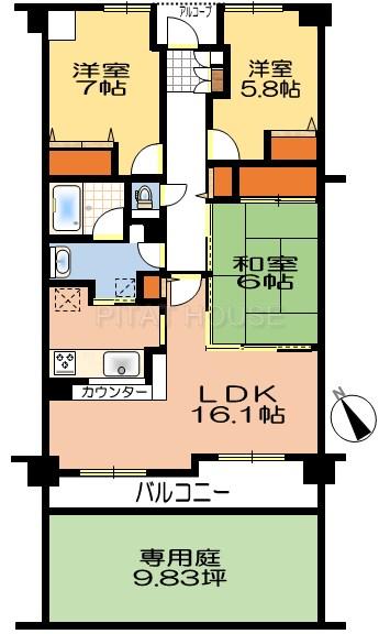 Floor plan. 3LDK, Price 20.8 million yen, Occupied area 75.75 sq m , Balcony area 11.25 sq m floor plan