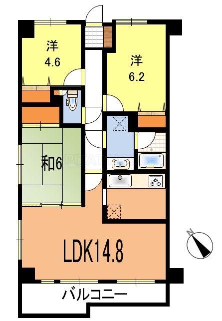 Floor plan. 3LDK, Price 16.5 million yen, Occupied area 68.26 sq m , Balcony area 7.8 sq m floor plan