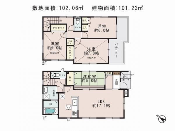 Floor plan. 29,800,000 yen, 4LDK, Land area 102.06 sq m , Building area 101.23 sq m